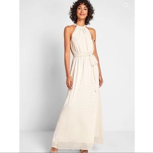 ✨ModCloth Cream Illuminated ✨Elegance Chiffon Maxi Dress Sz Large